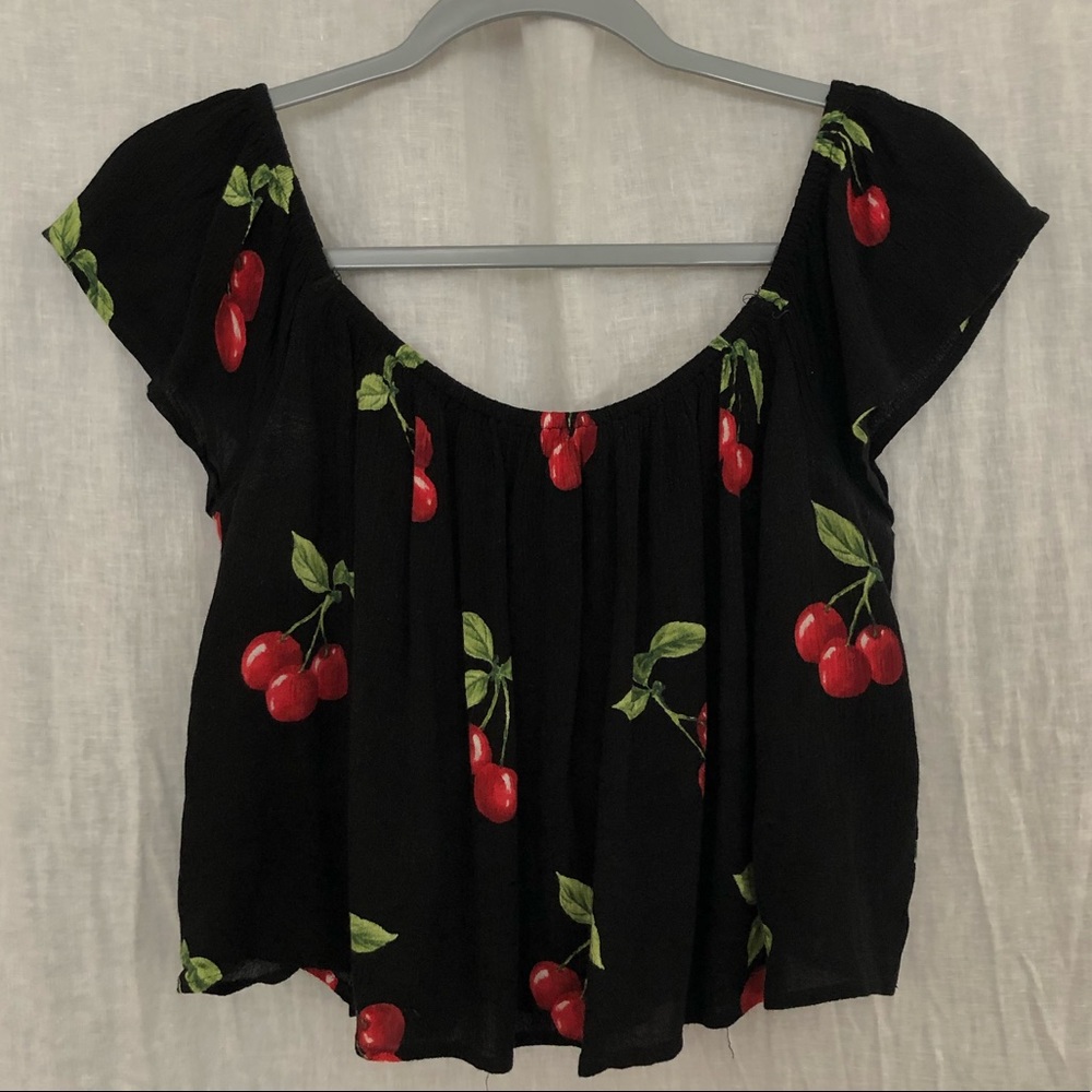 cherry cropped shirt
